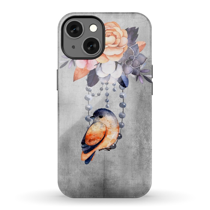 iPhone 13 StrongFit Vintage flowers and bird by  Utart