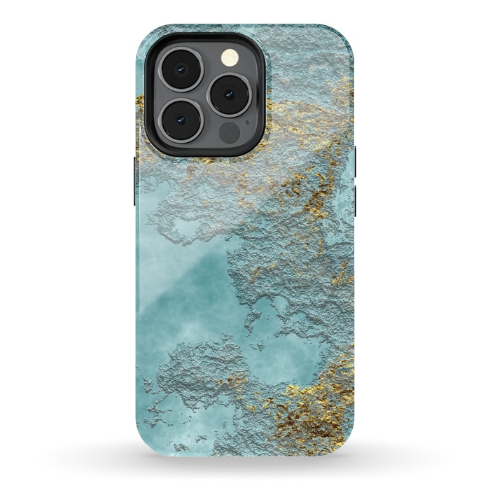 iPhone 13 pro StrongFit Gold Teal Minearal by Andrea Haase