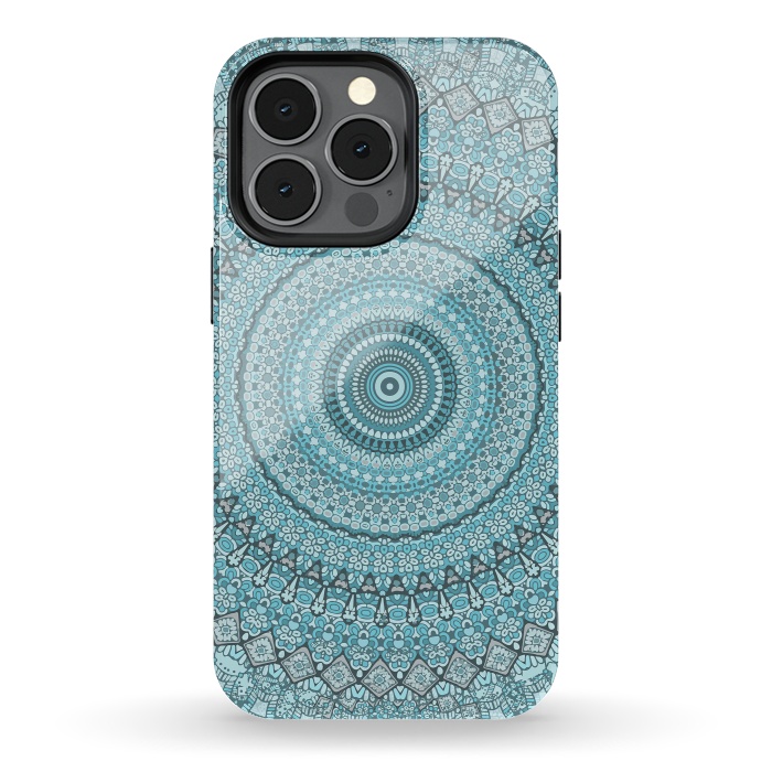 iPhone 13 pro StrongFit Teal Turquoise Mandala by Andrea Haase
