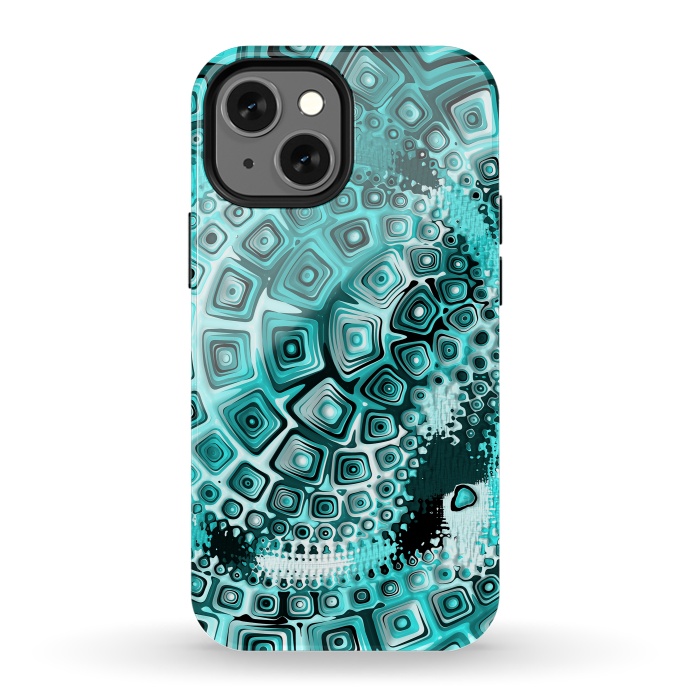iPhone 13 mini StrongFit Teal Blue Fractal 2 by Andrea Haase