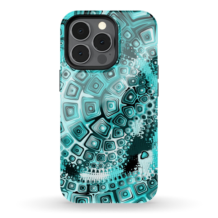iPhone 13 pro StrongFit Teal Blue Fractal 2 by Andrea Haase