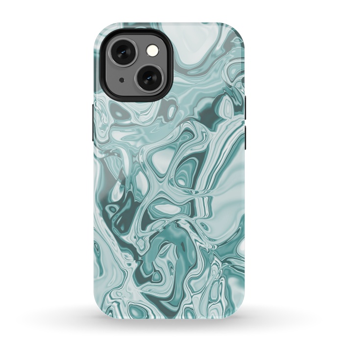 iPhone 13 mini StrongFit Faux Marble Teal Green 2 by Andrea Haase
