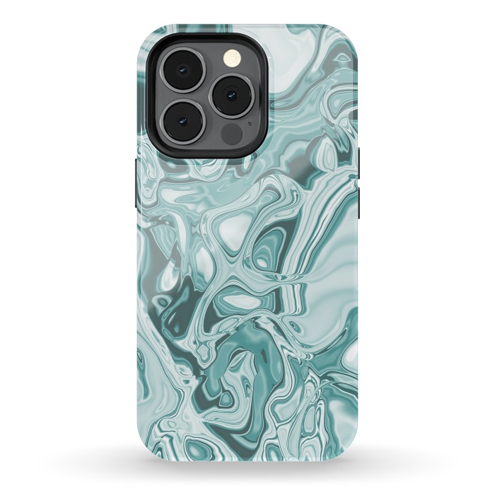 iPhone 13 pro StrongFit Faux Marble Teal Green 2 by Andrea Haase