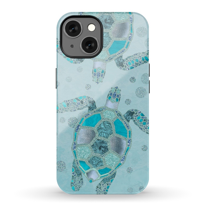 iPhone 13 StrongFit Turquoise Glamour Turtle 2 by Andrea Haase