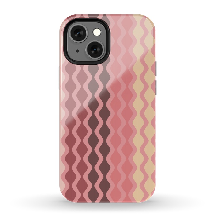 iPhone 13 mini StrongFit Falling Waves in Pink and Brown by Paula Ohreen
