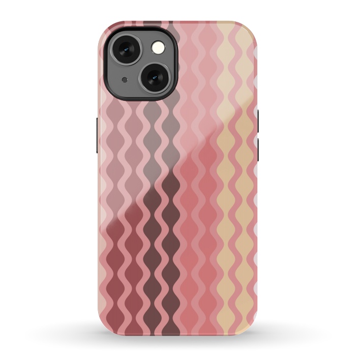 iPhone 13 StrongFit Falling Waves in Pink and Brown by Paula Ohreen