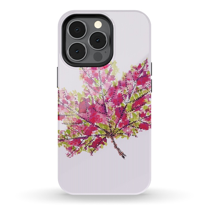 iPhone 13 pro StrongFit Colorful Watercolor Autumn Leaf by Boriana Giormova