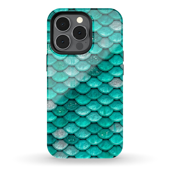 iPhone 13 pro StrongFit Mint Glitter Metal Mermaid Scales by  Utart