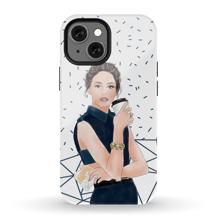 iPhone 13 mini StrongFit Fashion Girl with Coffee by DaDo ART
