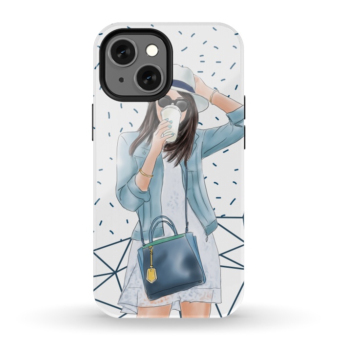 iPhone 13 mini StrongFit Trendy City Fashion Girl by DaDo ART