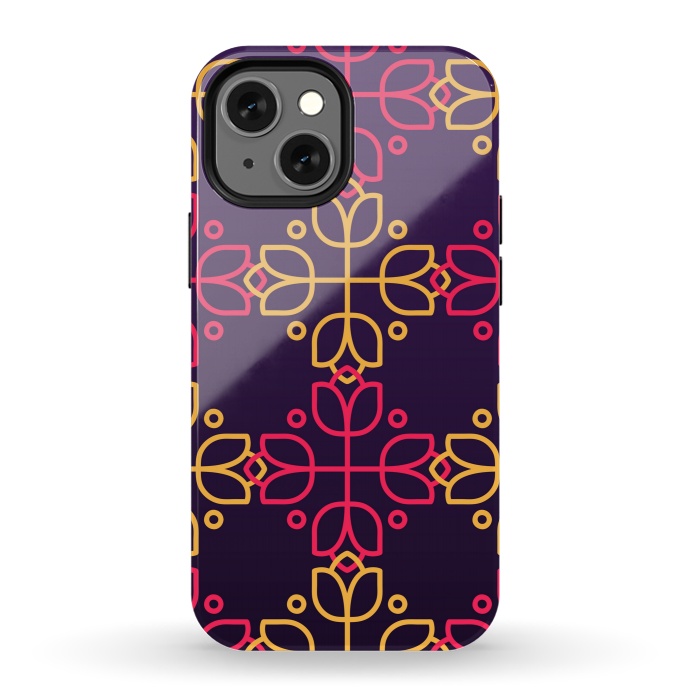 iPhone 13 mini StrongFit yellow pink floral pattern by MALLIKA