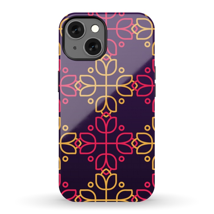 iPhone 13 StrongFit yellow pink floral pattern by MALLIKA