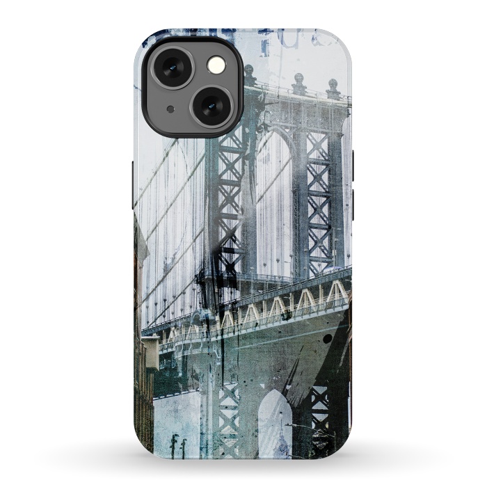 iPhone 13 StrongFit Brooklyn Bridge Grunge Mixed Media Art by Andrea Haase