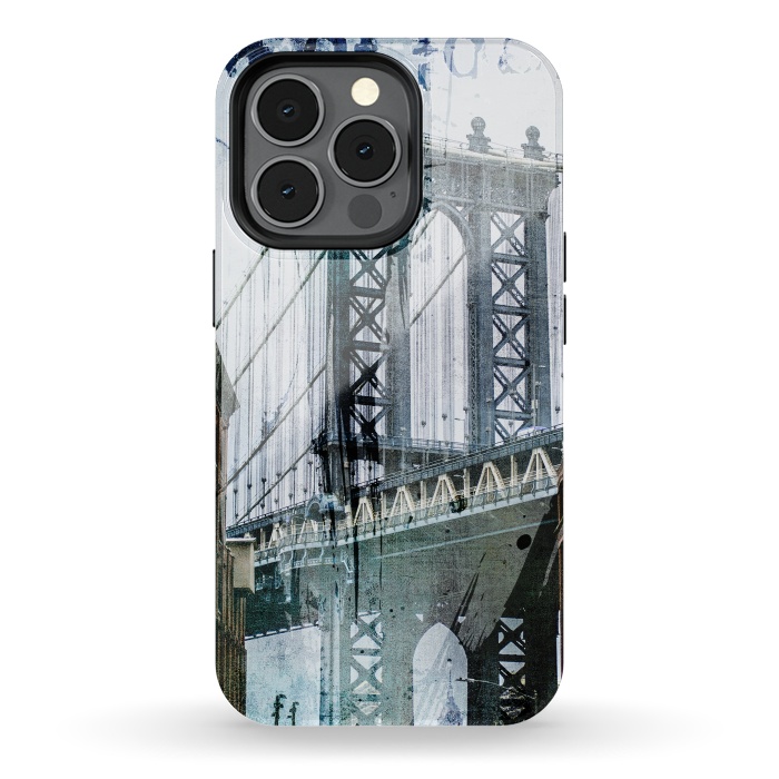 iPhone 13 pro StrongFit Brooklyn Bridge Grunge Mixed Media Art by Andrea Haase