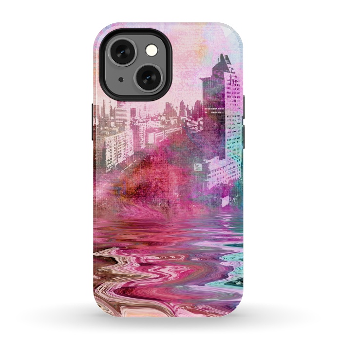 iPhone 13 mini StrongFit Surreal City Urban Mixed Media Art by Andrea Haase