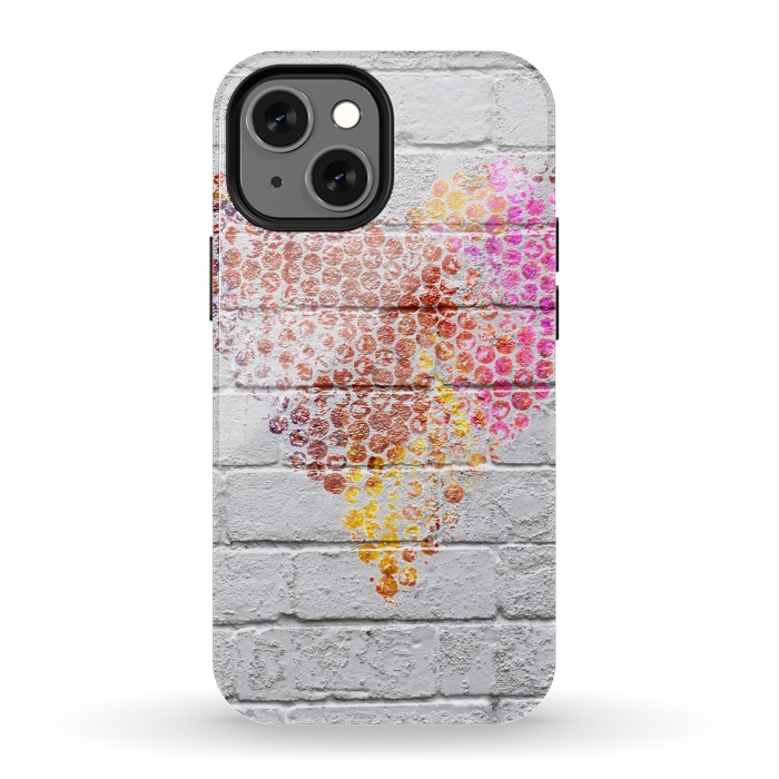 iPhone 13 mini StrongFit Spray Paint Heart On Brick Wall by Andrea Haase