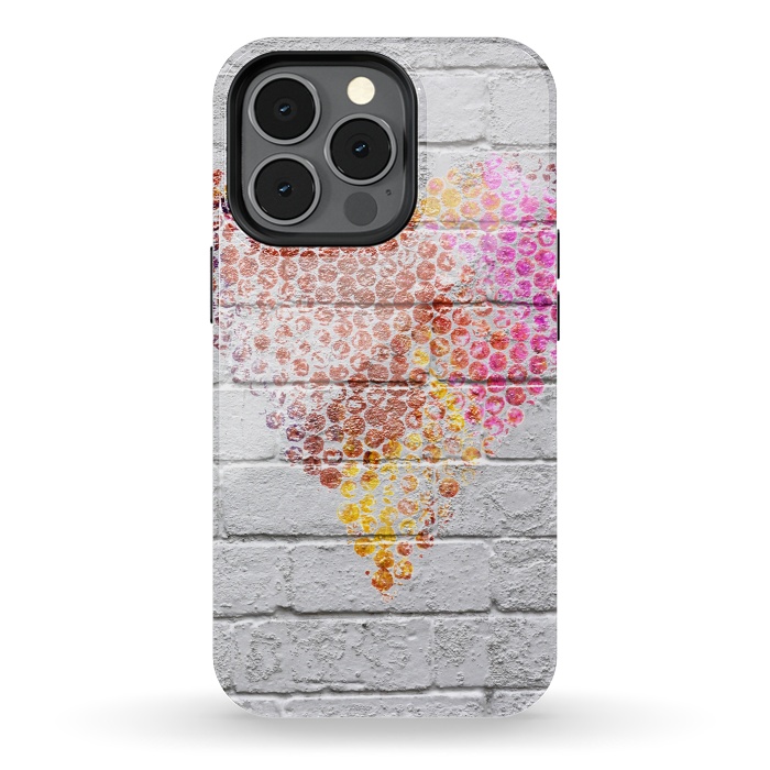 iPhone 13 pro StrongFit Spray Paint Heart On Brick Wall by Andrea Haase