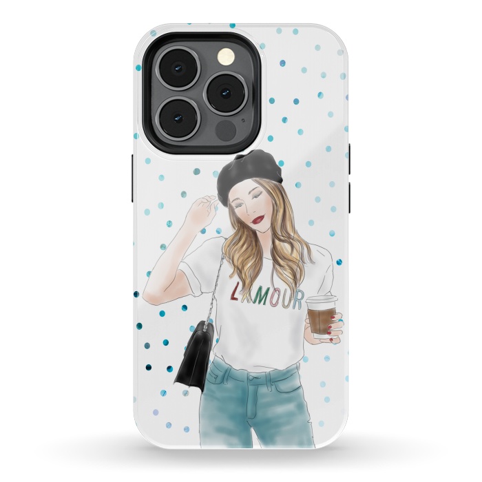 iPhone 13 pro StrongFit Lamour Coffee Fashion Girl by DaDo ART