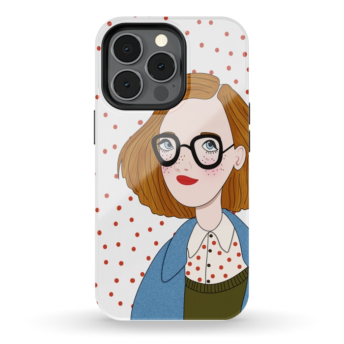 iPhone 13 pro StrongFit Trendy Fashion Girl with Red Polka Dots by DaDo ART