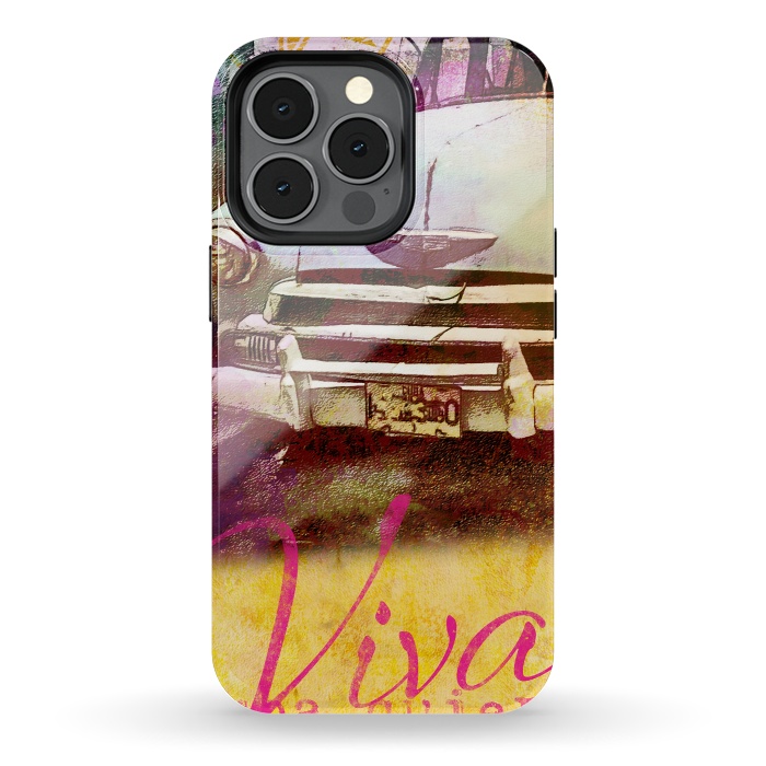 iPhone 13 pro StrongFit Viva Cuba Old Car Mixed Media Art by Andrea Haase