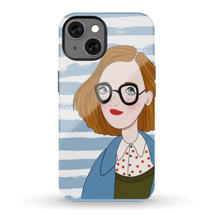 iPhone 13 StrongFit Fashion Girl and Blue  Stripes  by DaDo ART