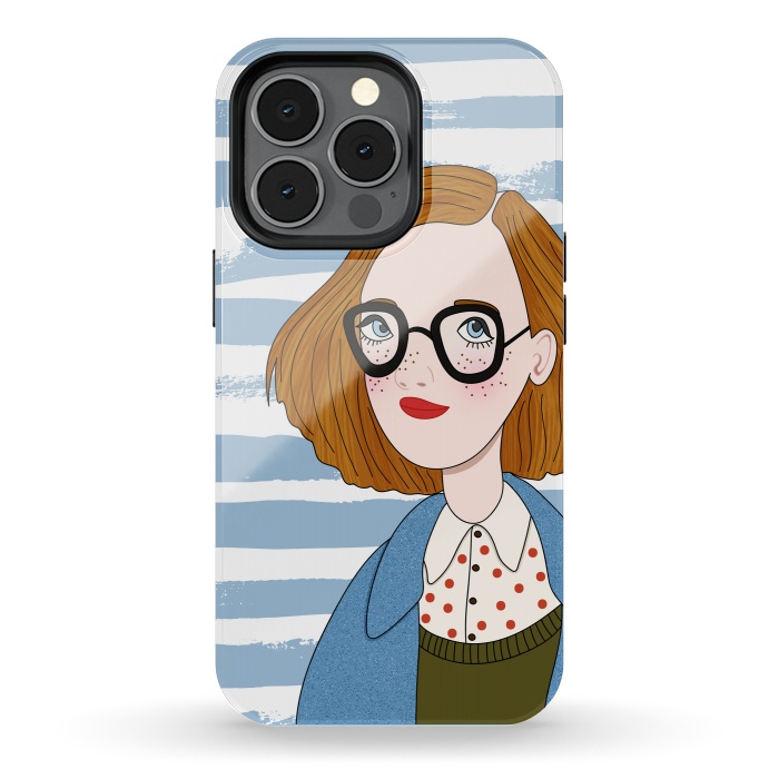 iPhone 13 pro StrongFit Fashion Girl and Blue  Stripes  by DaDo ART