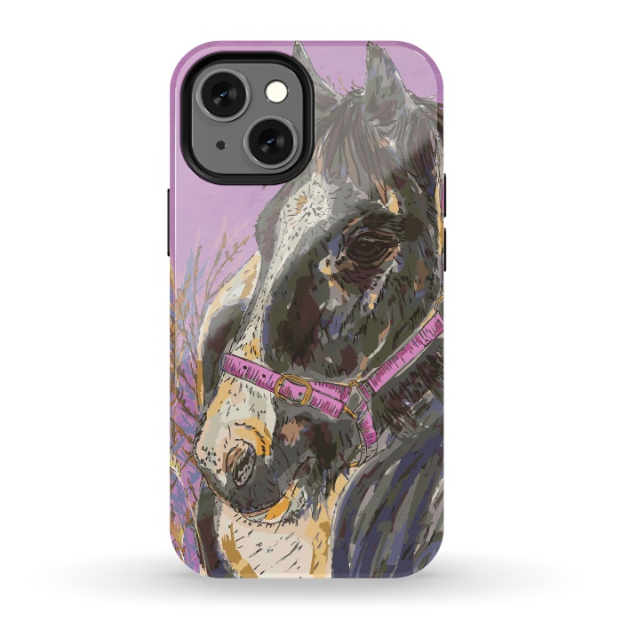 iPhone 13 mini StrongFit Black and White Horse by Lotti Brown