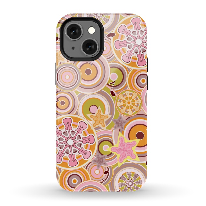 iPhone 13 mini StrongFit Glam Boho Rock in Pink and Orange by Paula Ohreen