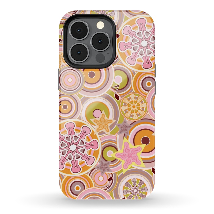 iPhone 13 pro StrongFit Glam Boho Rock in Pink and Orange by Paula Ohreen