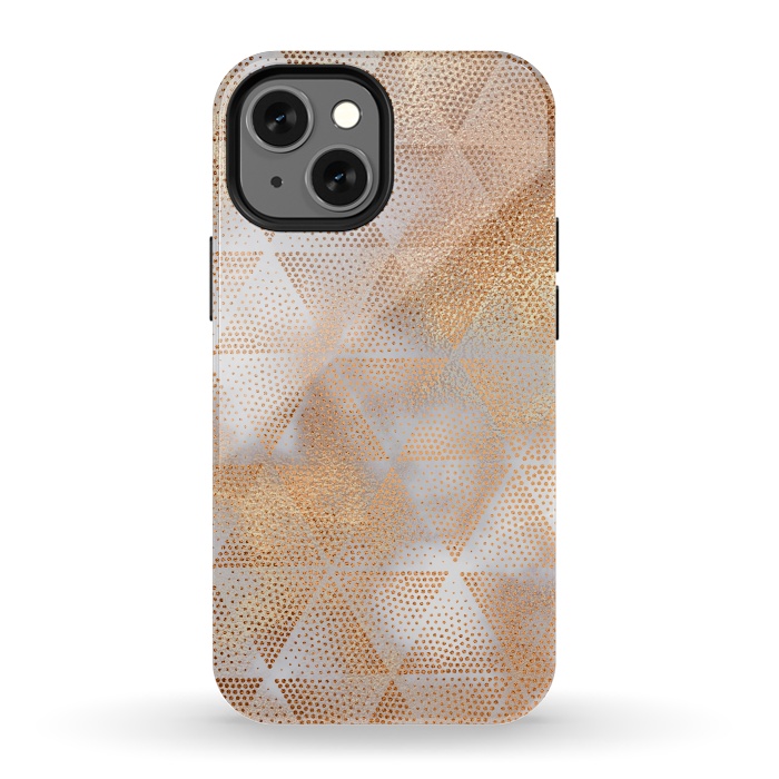 iPhone 13 mini StrongFit Rose Gold Marble Triangle Pattern by  Utart