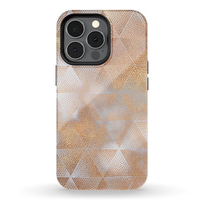 iPhone 13 pro StrongFit Rose Gold Marble Triangle Pattern by  Utart