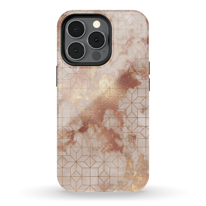 iPhone 13 pro StrongFit Simply Minimalistic  Rose Gold Shapes Marble Pattern by  Utart