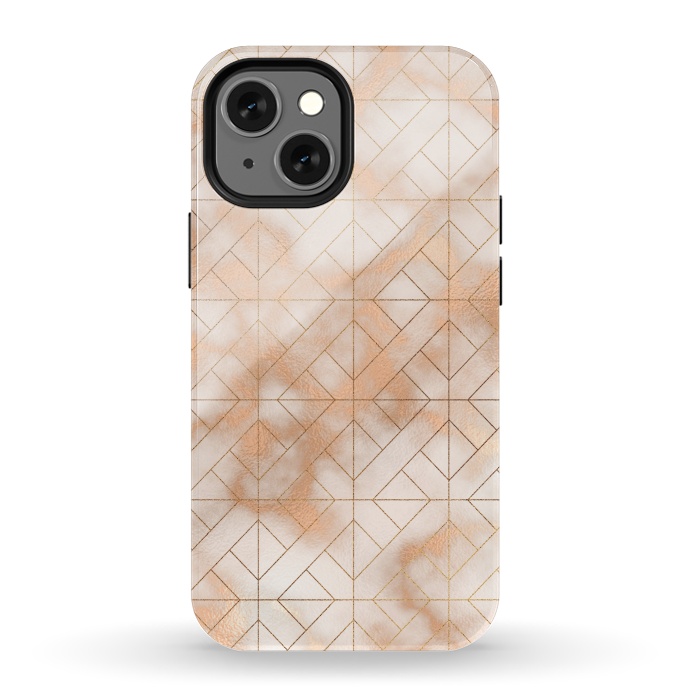 iPhone 13 mini StrongFit Modern Quadrangle Shapes Rose Gold Marble Pattern by  Utart