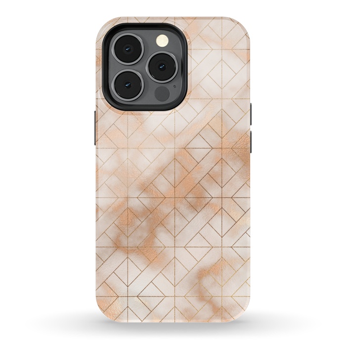 iPhone 13 pro StrongFit Modern Quadrangle Shapes Rose Gold Marble Pattern by  Utart