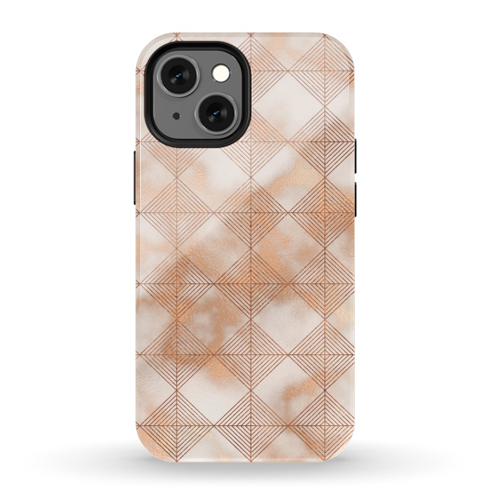 iPhone 13 mini StrongFit Abstract Minimalistic Rose Gold Marble Quadrangles  by  Utart