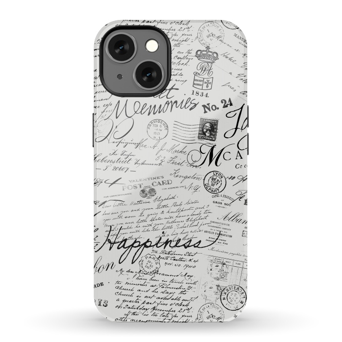 iPhone 13 StrongFit Nostalgic Handwriting Black And White by Andrea Haase