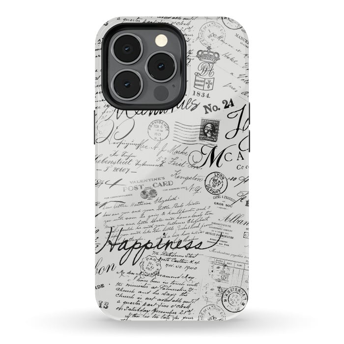 iPhone 13 pro StrongFit Nostalgic Handwriting Black And White by Andrea Haase