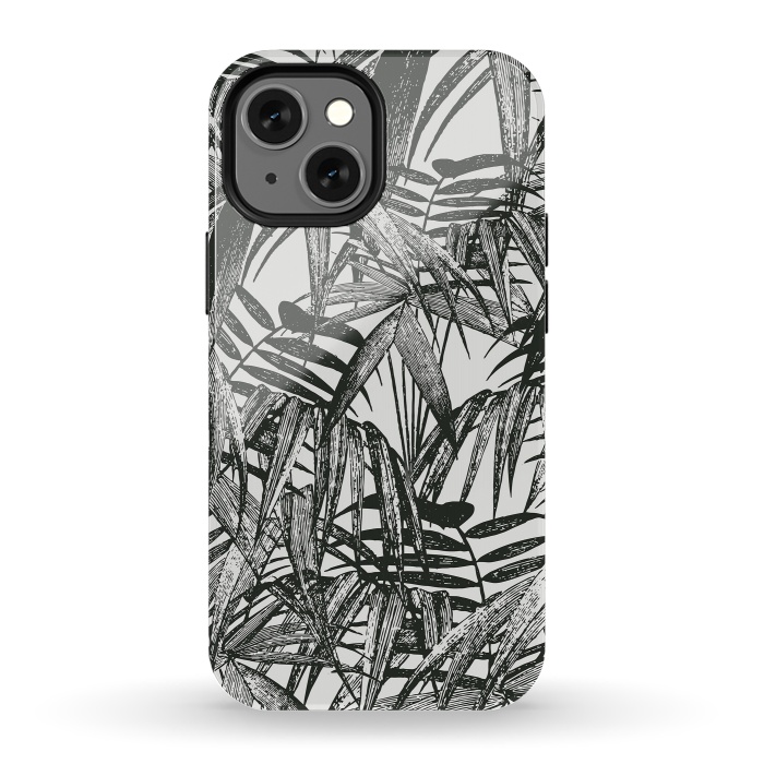 iPhone 13 mini StrongFit Vintage Palm Leaves Black And White by Andrea Haase