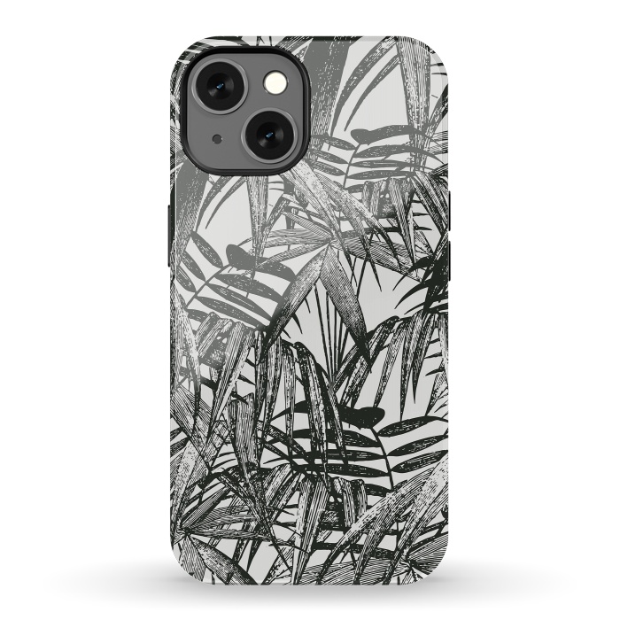 iPhone 13 StrongFit Vintage Palm Leaves Black And White by Andrea Haase