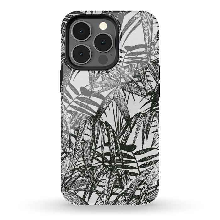 iPhone 13 pro StrongFit Vintage Palm Leaves Black And White by Andrea Haase