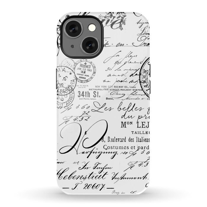iPhone 13 StrongFit Black And White Nostalgic Handwriting by Andrea Haase