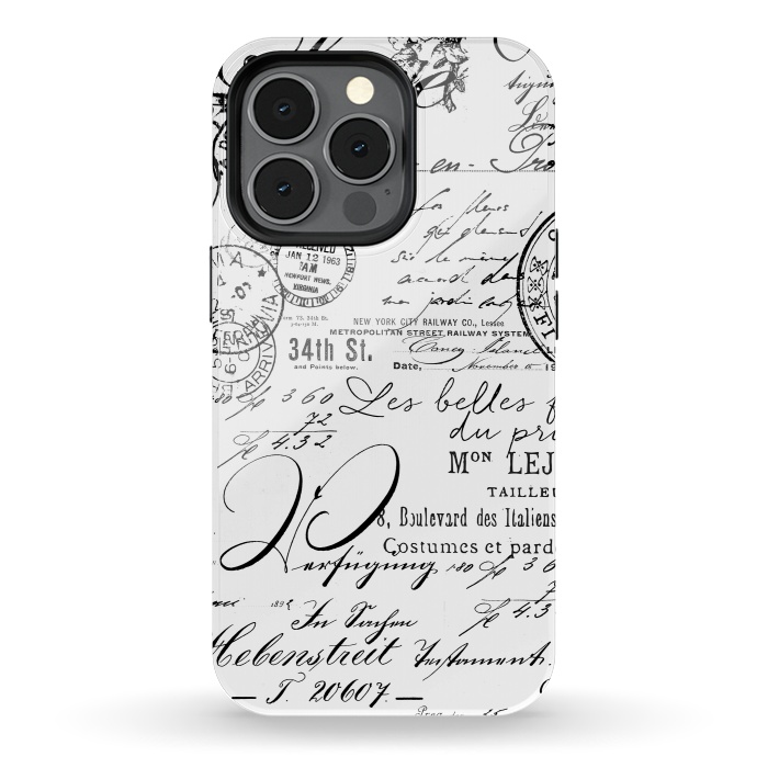 iPhone 13 pro StrongFit Black And White Nostalgic Handwriting by Andrea Haase