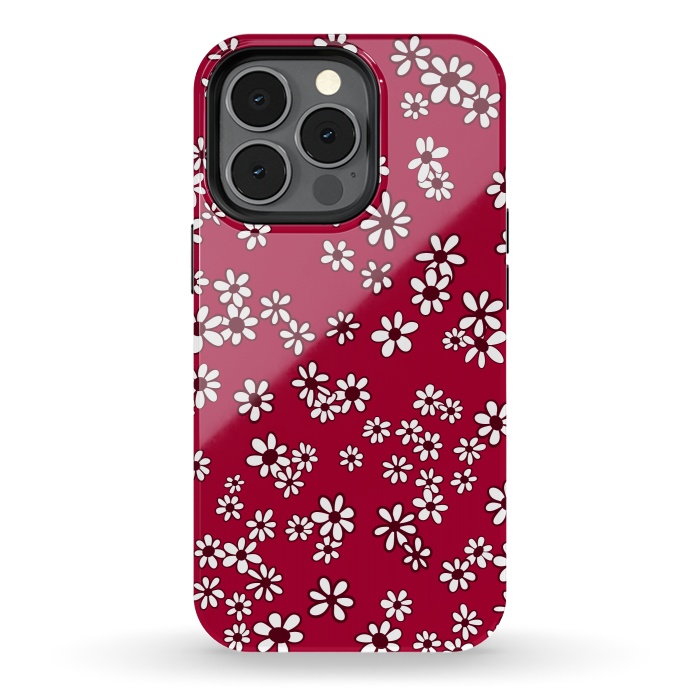 iPhone 13 pro StrongFit Ditsy Daisies on Bright Pink by Paula Ohreen