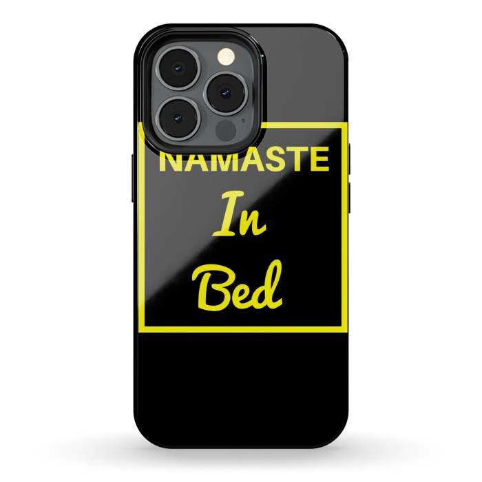 iPhone 13 pro StrongFit namaste in bed yellow by MALLIKA