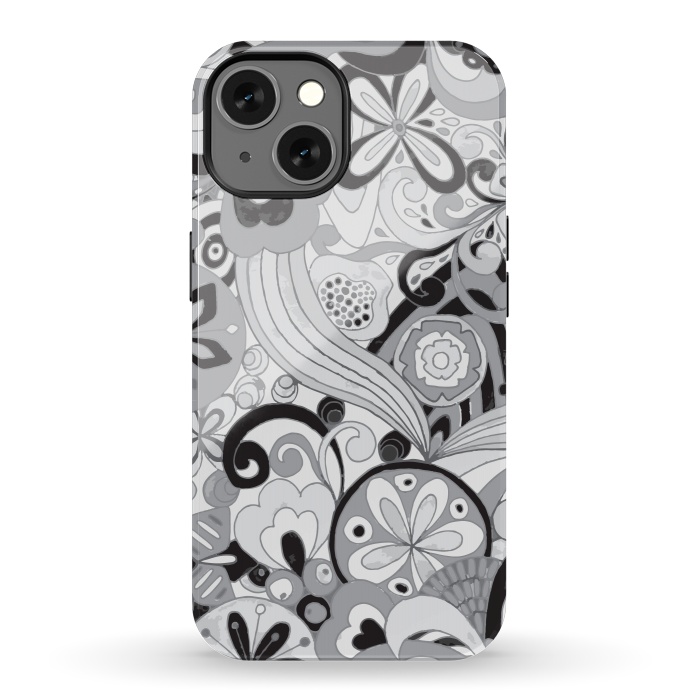 iPhone 13 StrongFit Retro Colouring Booking in Black and White by Paula Ohreen