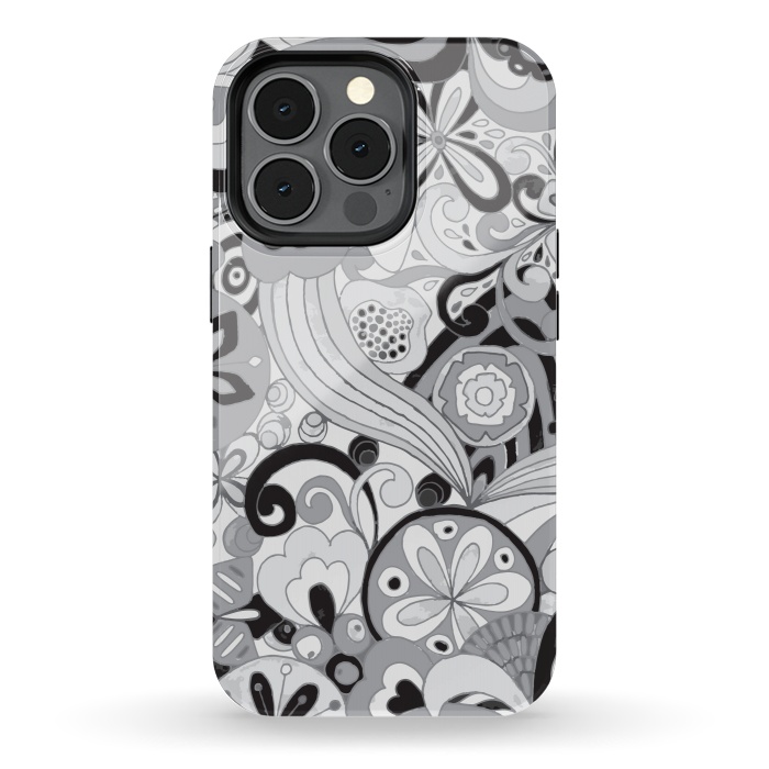 iPhone 13 pro StrongFit Retro Colouring Booking in Black and White by Paula Ohreen