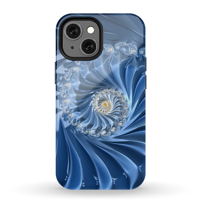 iPhone 13 mini StrongFit Glamorous Blue Fractal by Andrea Haase