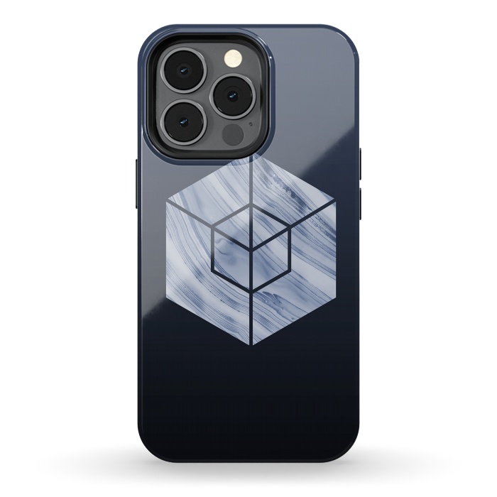 iPhone 13 pro StrongFit Marbled Hexagon In Shades Of Blue by Andrea Haase