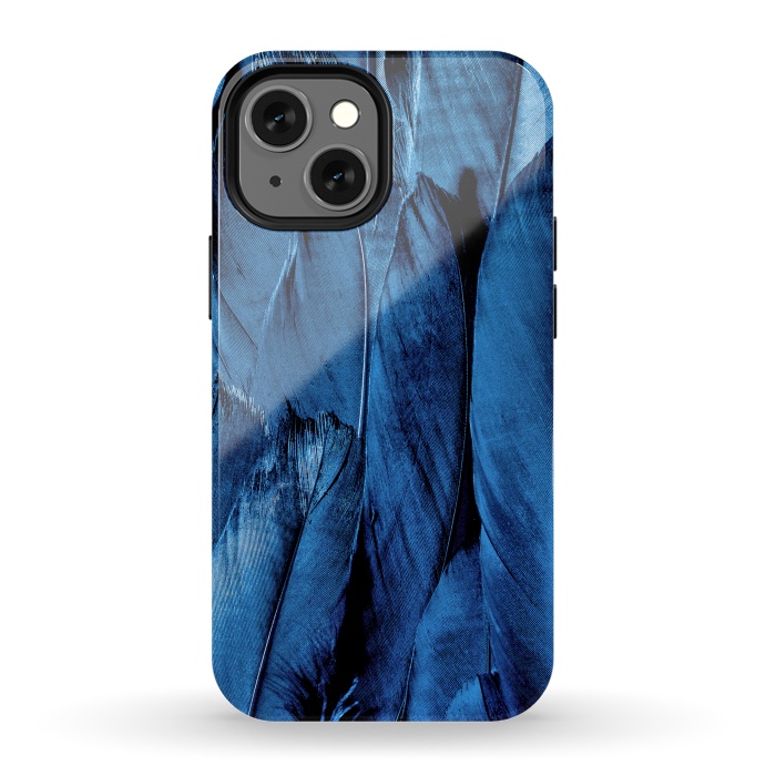 iPhone 13 mini StrongFit Dark Blue Feathers by Andrea Haase