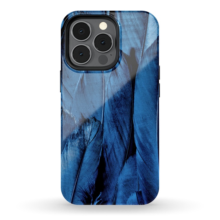 iPhone 13 pro StrongFit Dark Blue Feathers by Andrea Haase